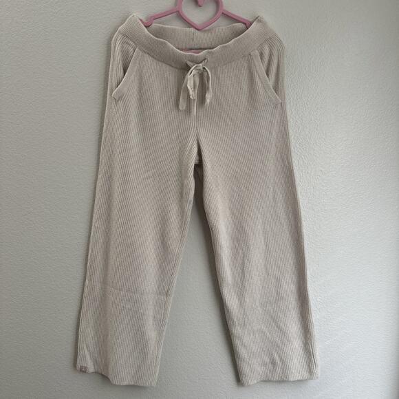 Cream Pants - Barefoot Dreams Cozychic Textured Crop Pants Cream SZ XS